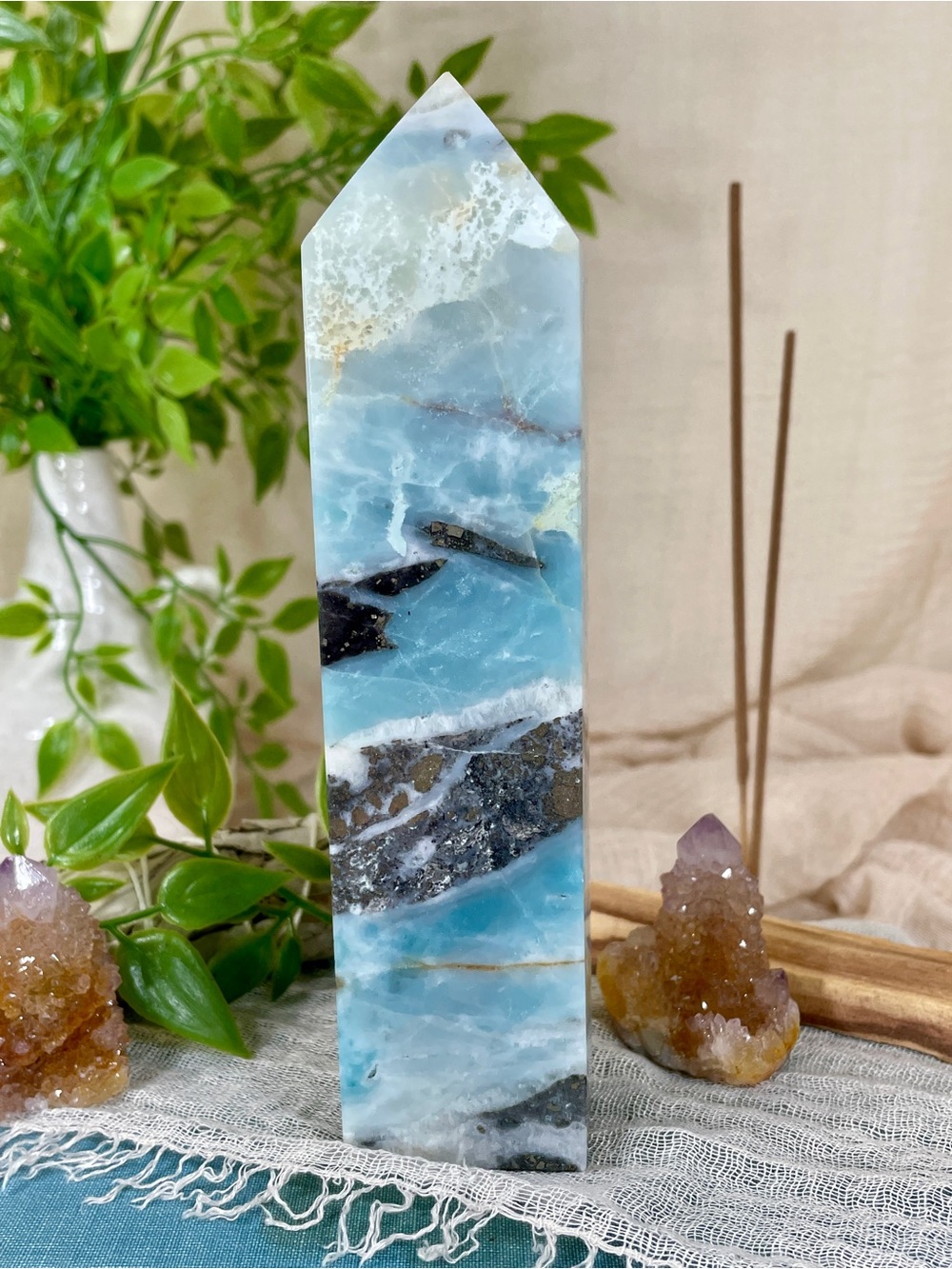 !!! NEW !!! 1893 Caribbean Calcite Crystal Tower with Pyrite Inclusions